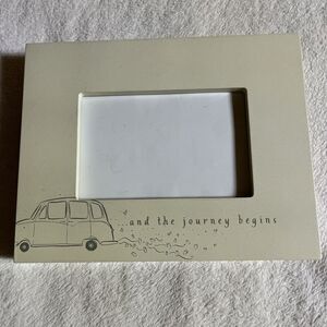 Hallmark Wedding Frame And The Journey Begins Car w Cans 4x6" Photo Ivory